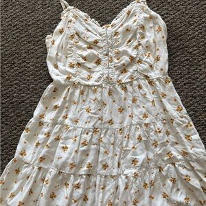 Floral White and Yellow Summer Dress